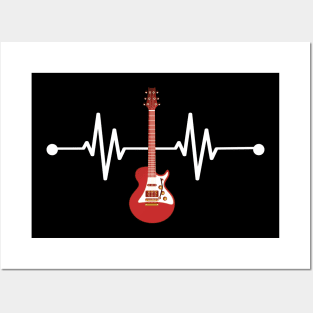 Funny Electric Guitar EKG Heartbeat Guitarist Music Lover Posters and Art